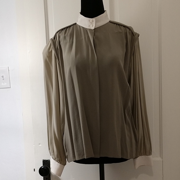 Louis Feraud silk blouse tri-color, size 6 - Picture 1 of 7